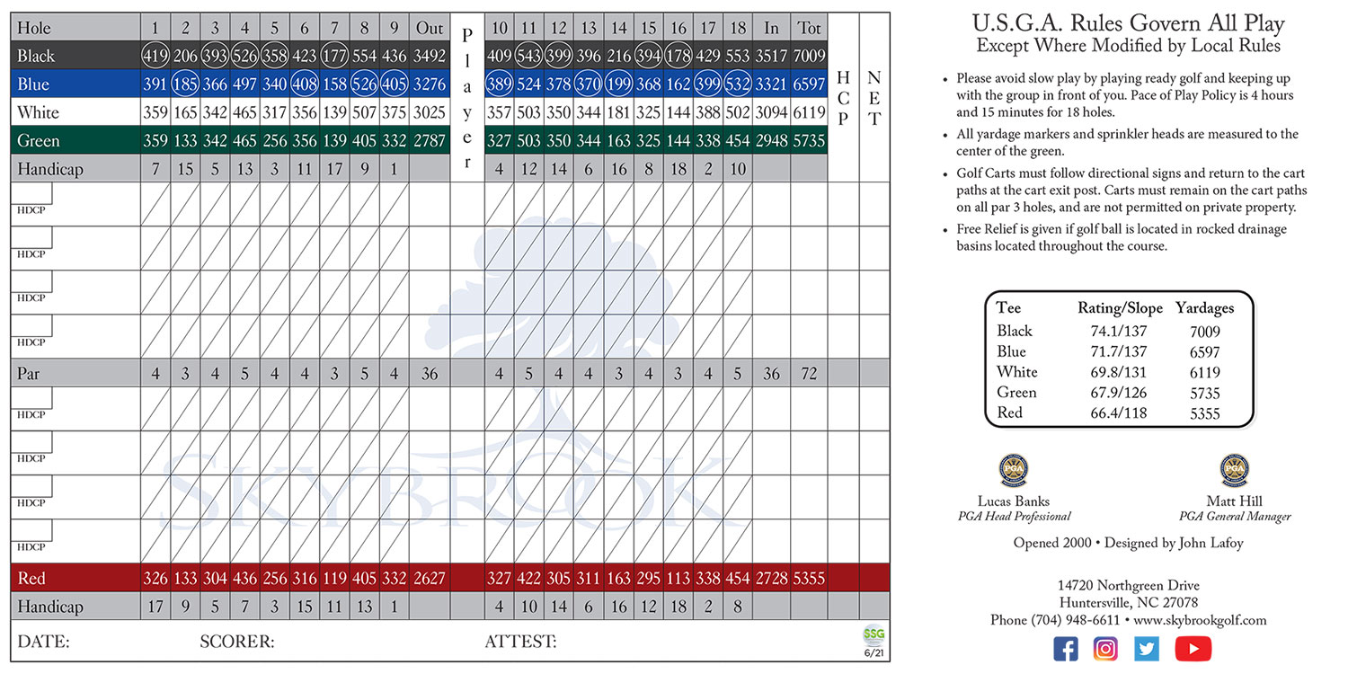 19+ Arcadia Golf Course Scorecard